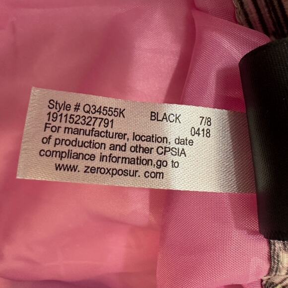 ZeroXposur Puffer Jacket Youth Girls 7/8 Pink Black Stripe Zip Up Quilted Winter - Picture 6 of 6